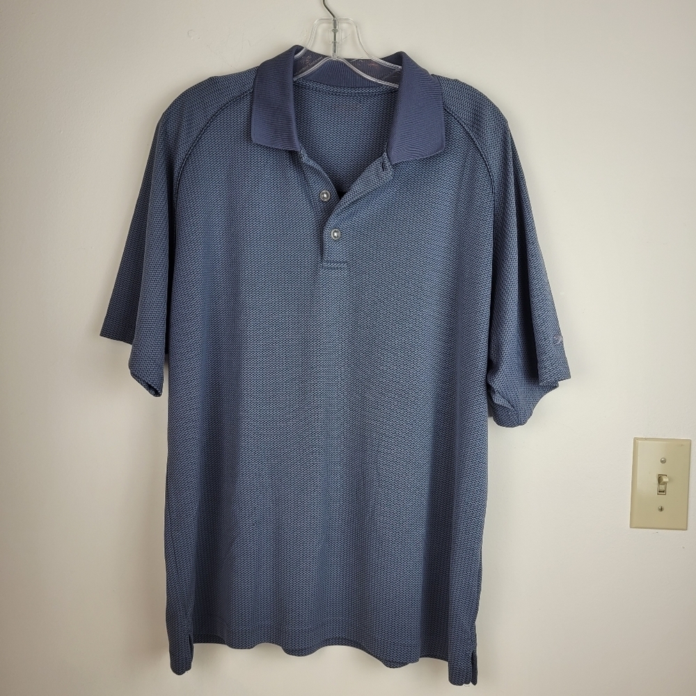 Slazenger Men's Blue Gray Golf Polo Shirt Breathable Fabric Sporty Athleisure L